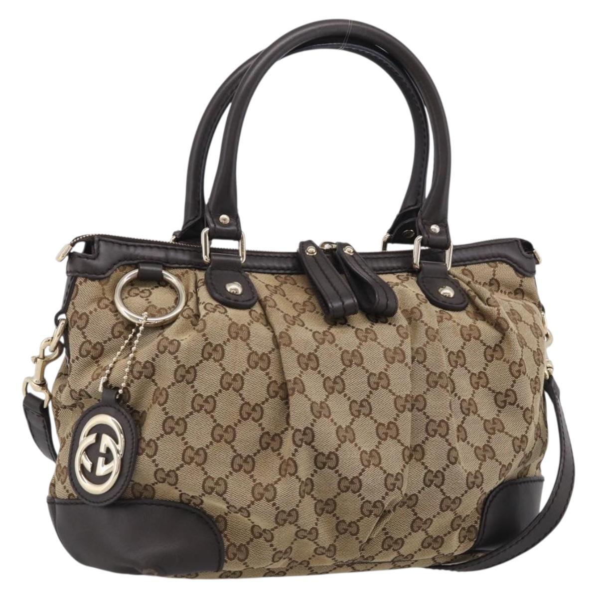 GUCCI GG Canvas Sukey Hand Bag 2way Beige Gold 247902 Auth 213375A
