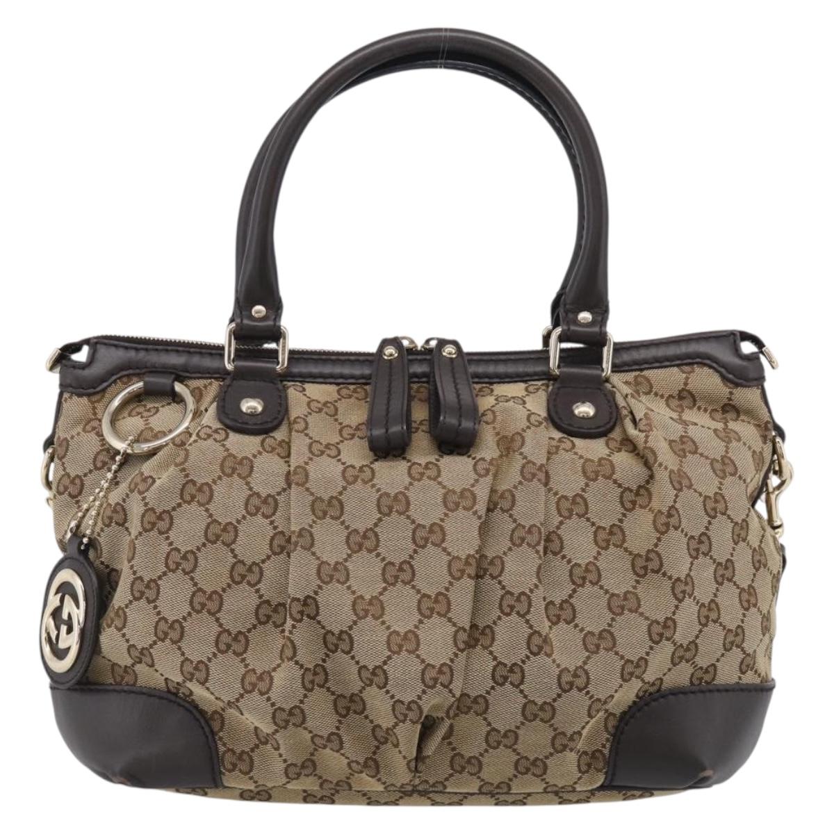 GUCCI GG Canvas Sukey Hand Bag 2way Beige Gold 247902 Auth 213375A