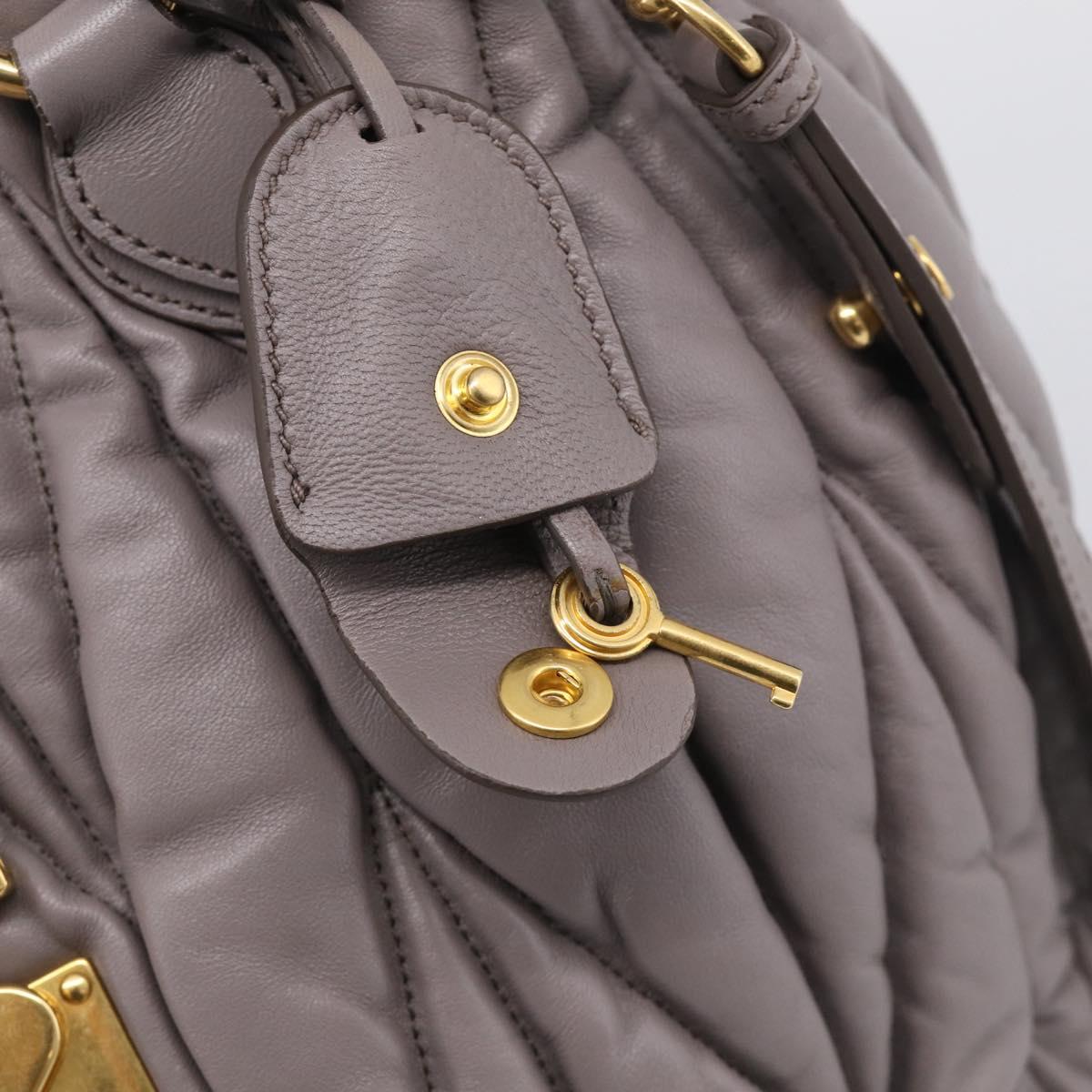 Miu Miu Matelasse Hand Bag Leather 2way Gray Gold Auth 213378M