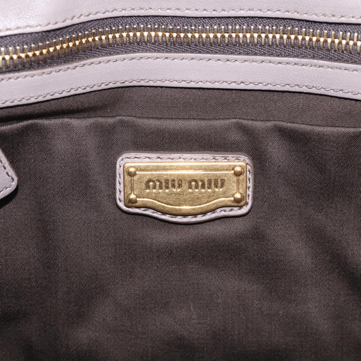 Miu Miu Matelasse Hand Bag Leather 2way Gray Gold Auth 213378M