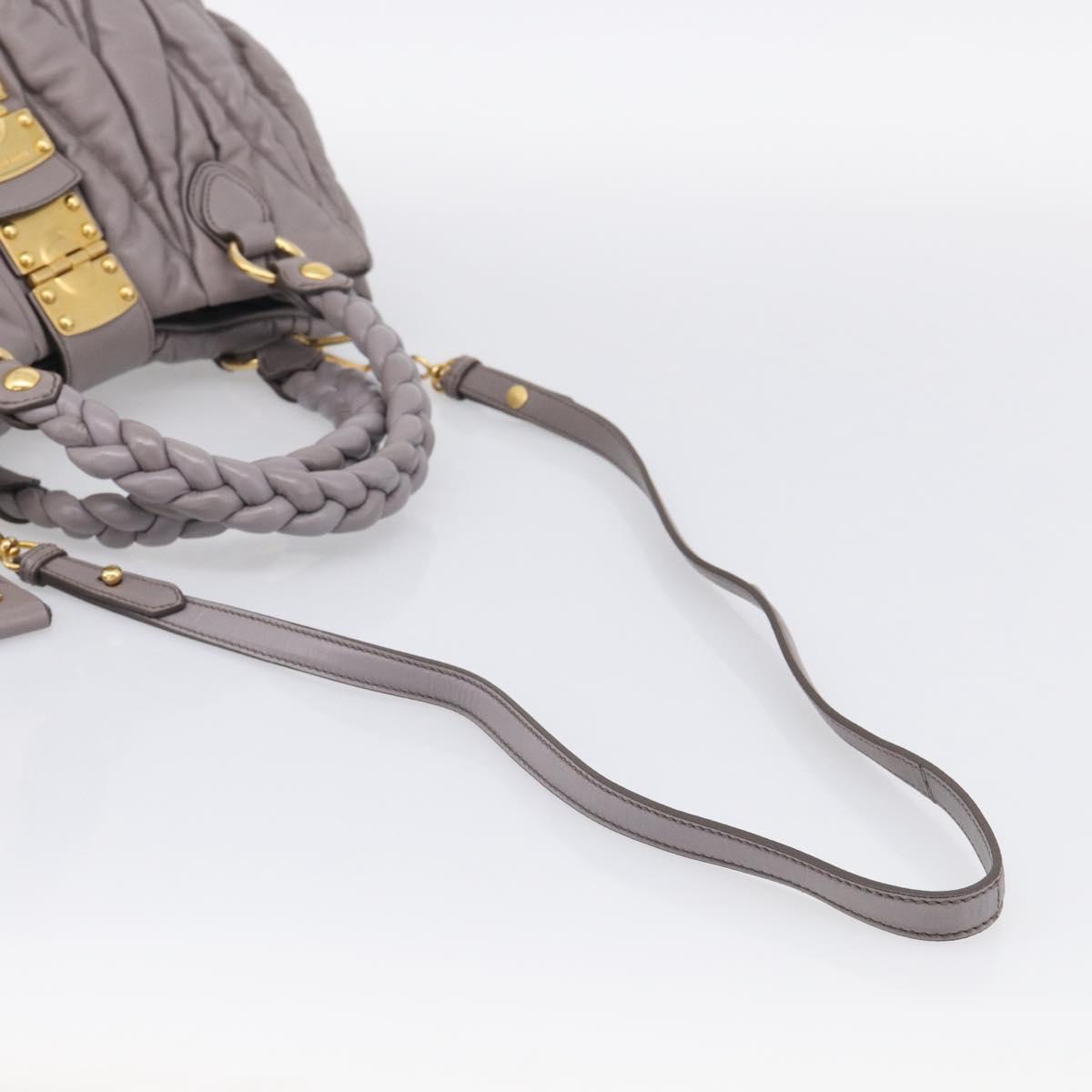 Miu Miu Matelasse Hand Bag Leather 2way Gray Gold Auth 213378M