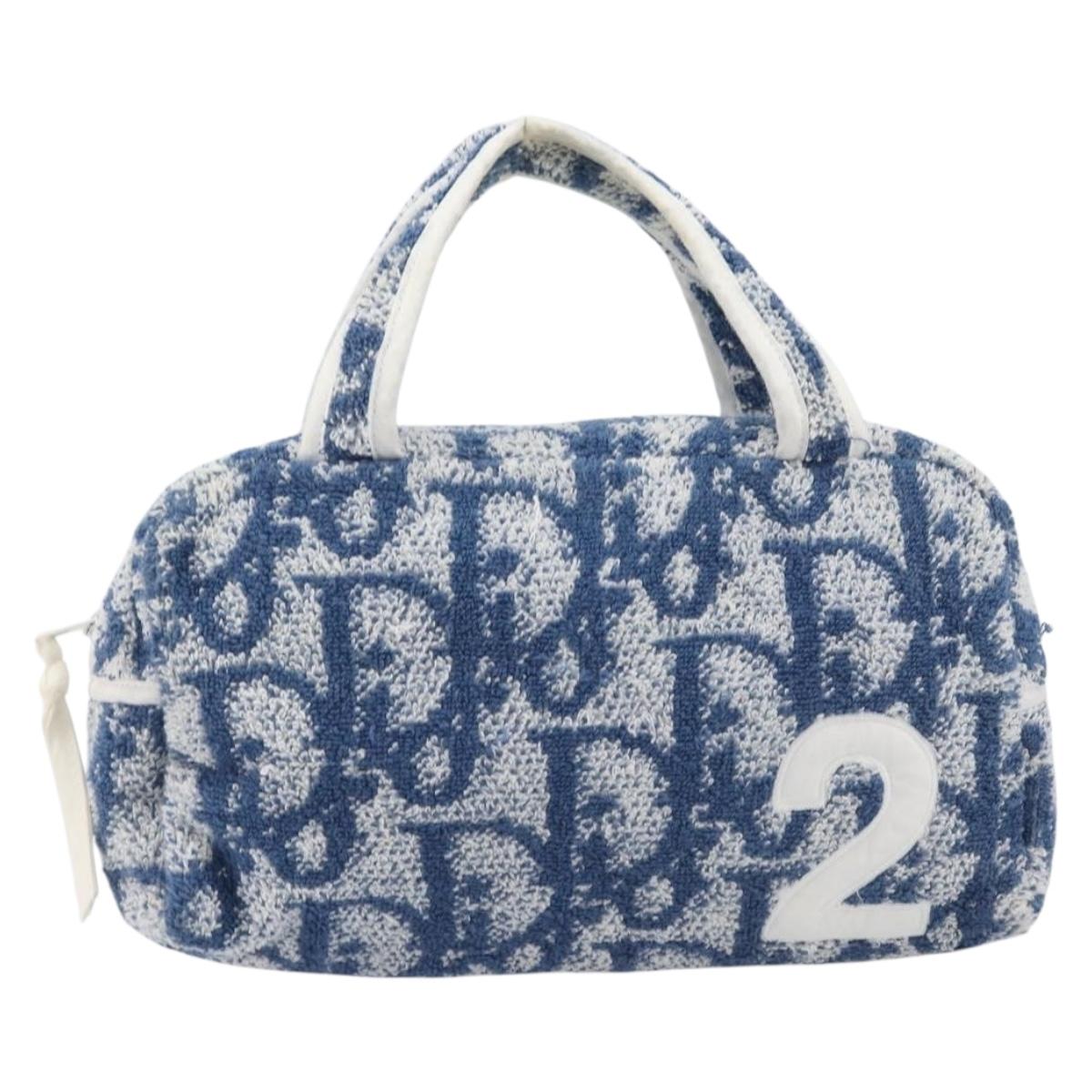 Christian Dior Pile Trotter Hand Bag Blue Auth 213380A