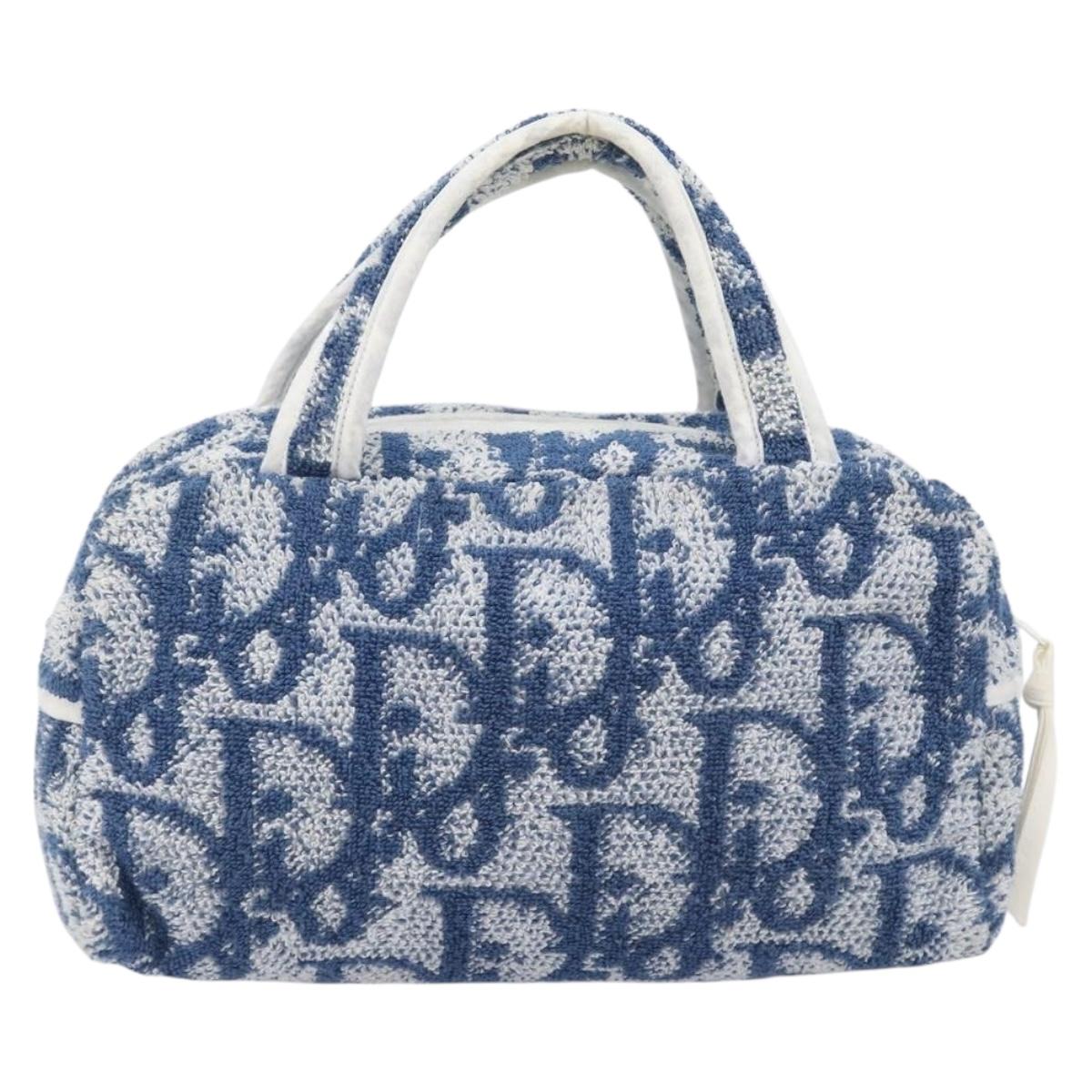 Christian Dior Pile Trotter Hand Bag Blue Auth 213380A