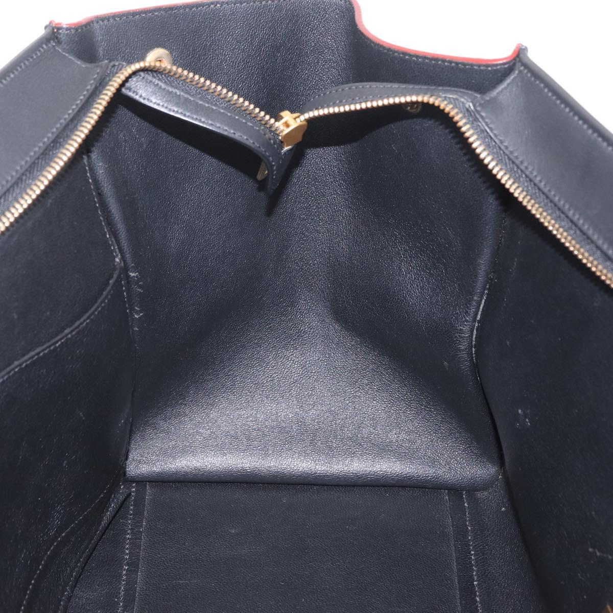 CELINE Trapeze Hand Bag Leather 2way Beige Gold Auth 213382A