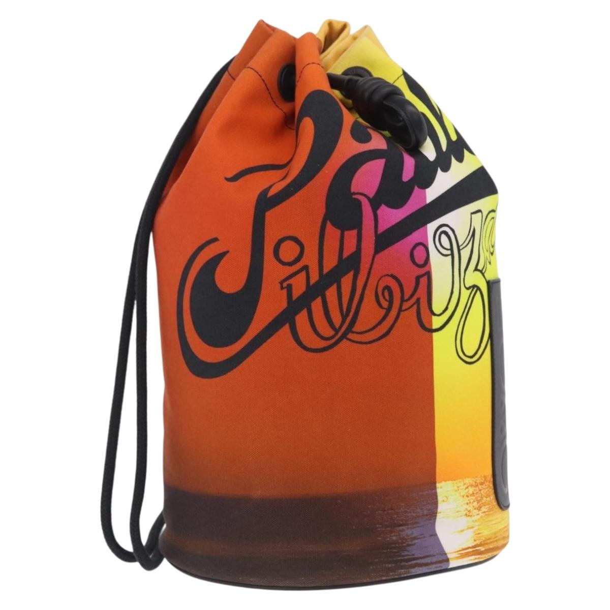 LOEWE Shoulder Bag Canvas Orange Auth 213384M