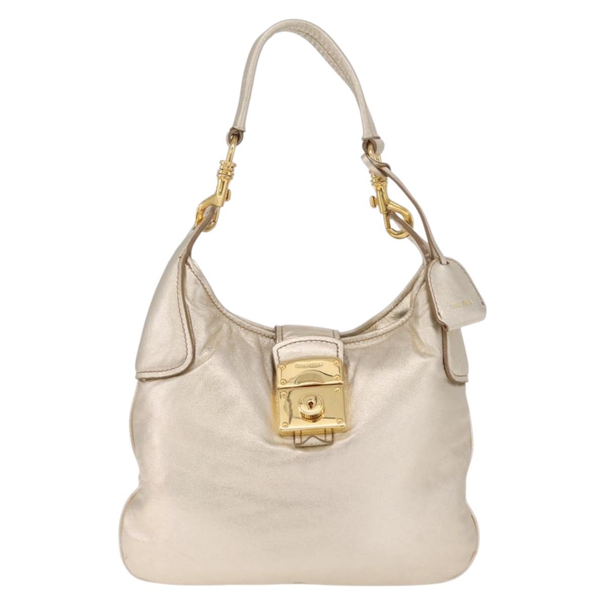 Miu Miu Shoulder Bag Leather Gold Auth 213385M