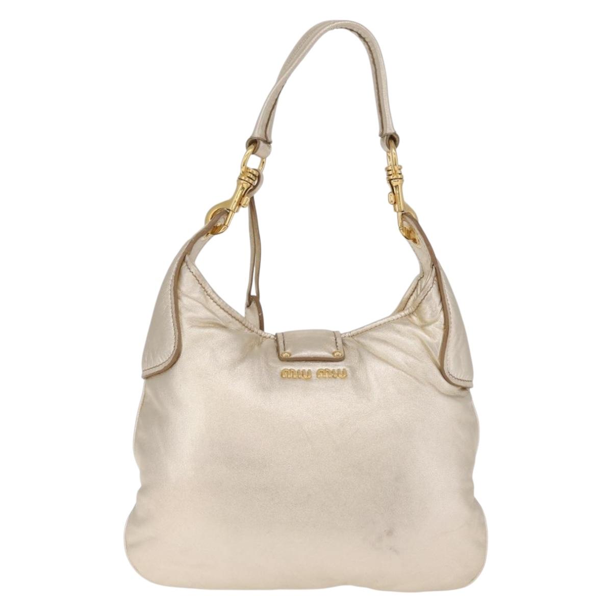Miu Miu Shoulder Bag Leather Gold Auth 213385M