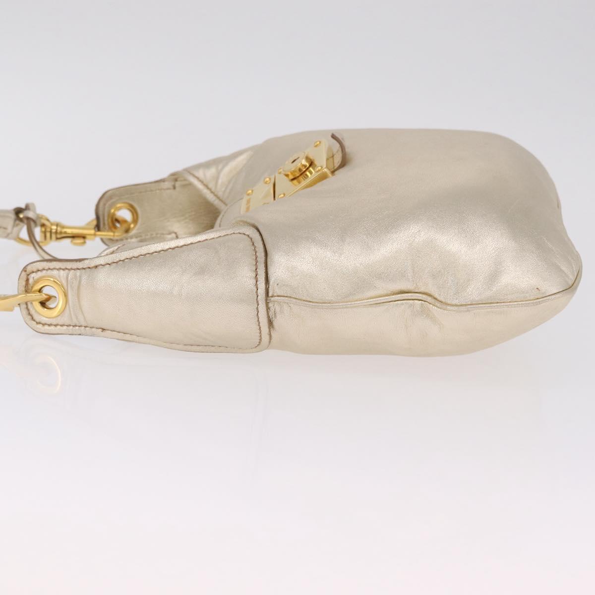 Miu Miu Shoulder Bag Leather Gold Auth 213385M