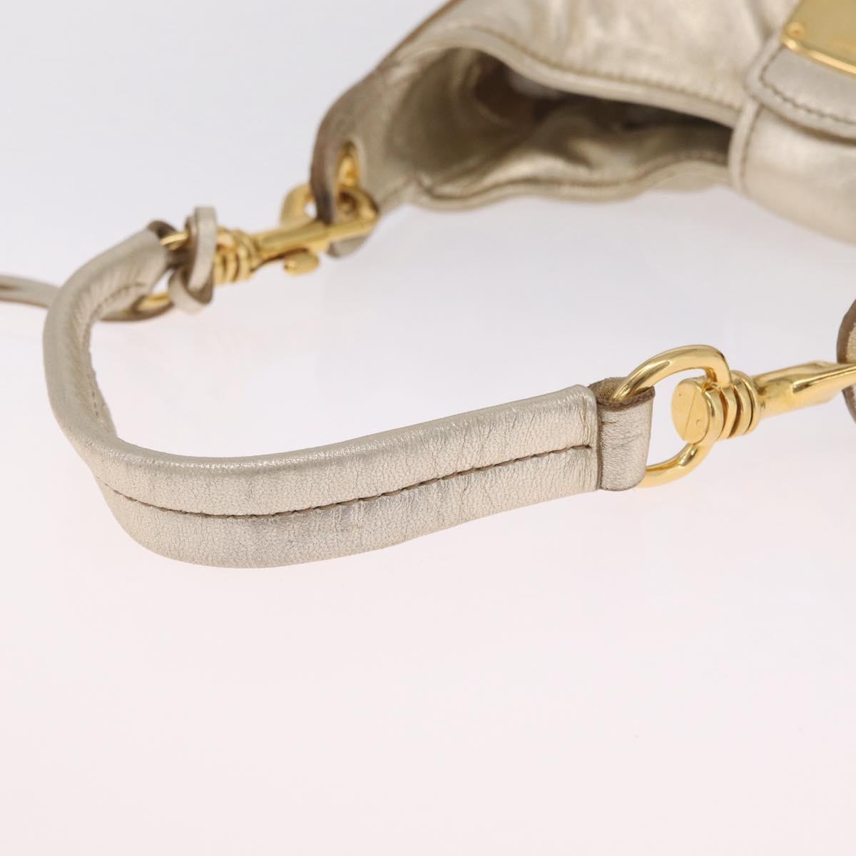Miu Miu Shoulder Bag Leather Gold Auth 213385M