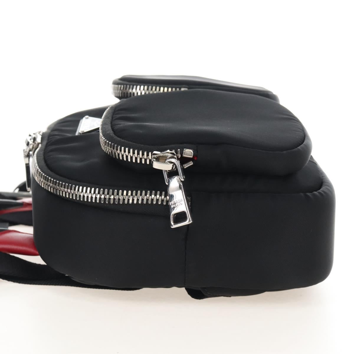 PRADA Backpack Nylon Black Silver Auth 213386V