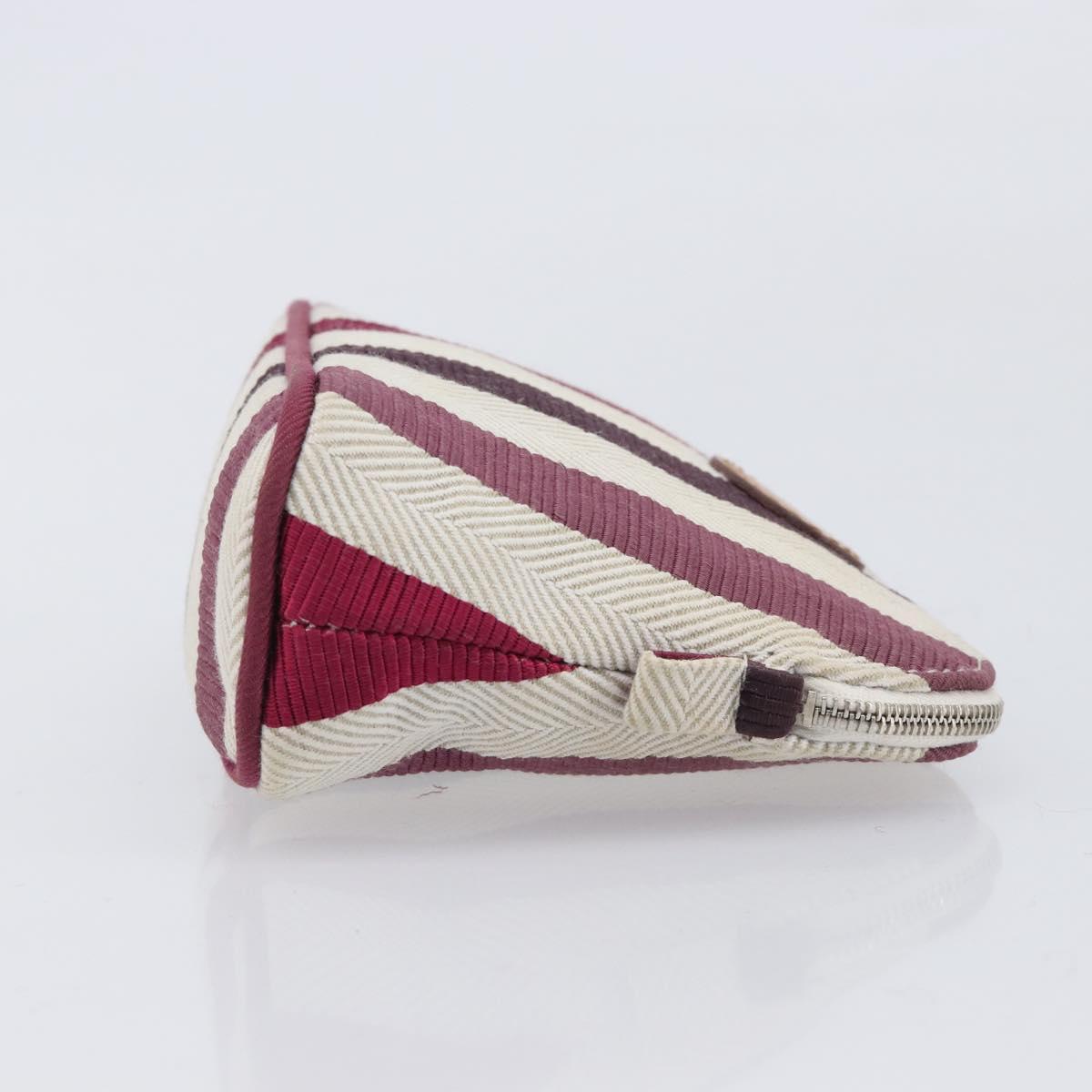 HERMES Bolide Pouch Canvas Beige Silver Auth 213387