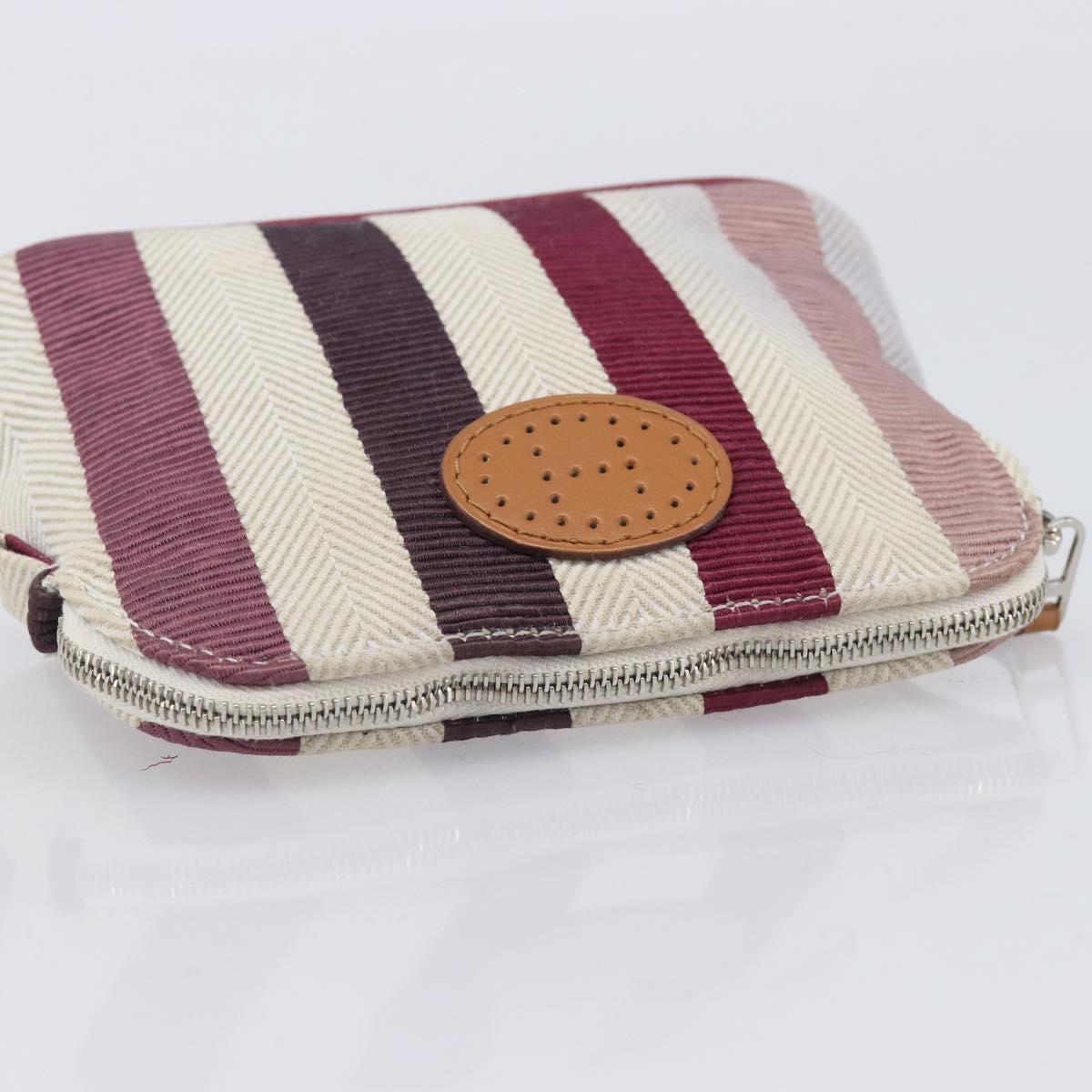 HERMES Bolide Pouch Canvas Beige Silver Auth 213387