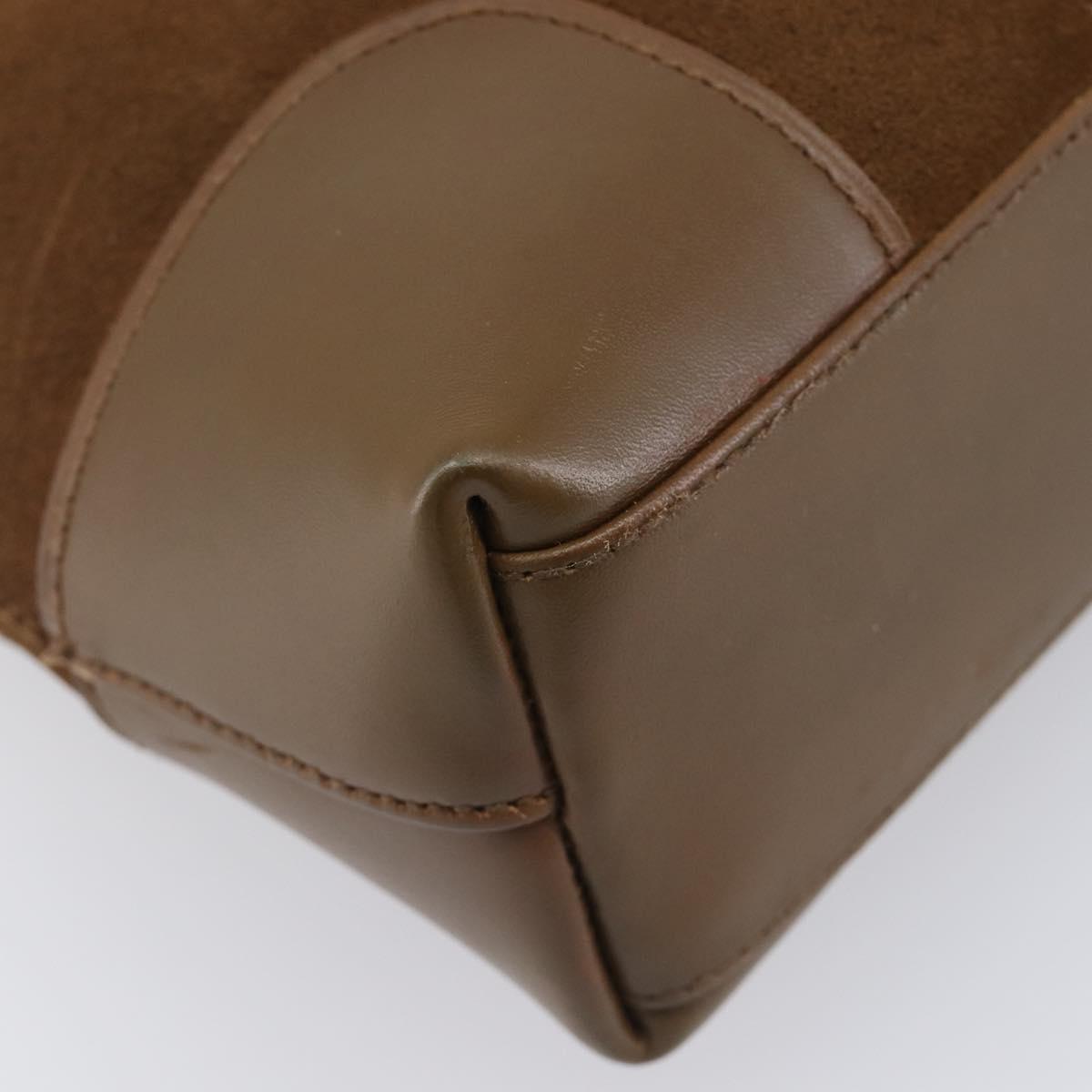 GUCCI Web Sherry Line Shoulder Bag Suede Brown Silver 33900 Auth 213394V