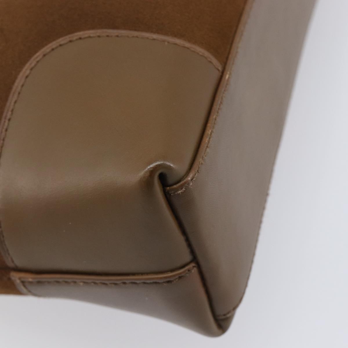 GUCCI Web Sherry Line Shoulder Bag Suede Brown Silver 33900 Auth 213394V