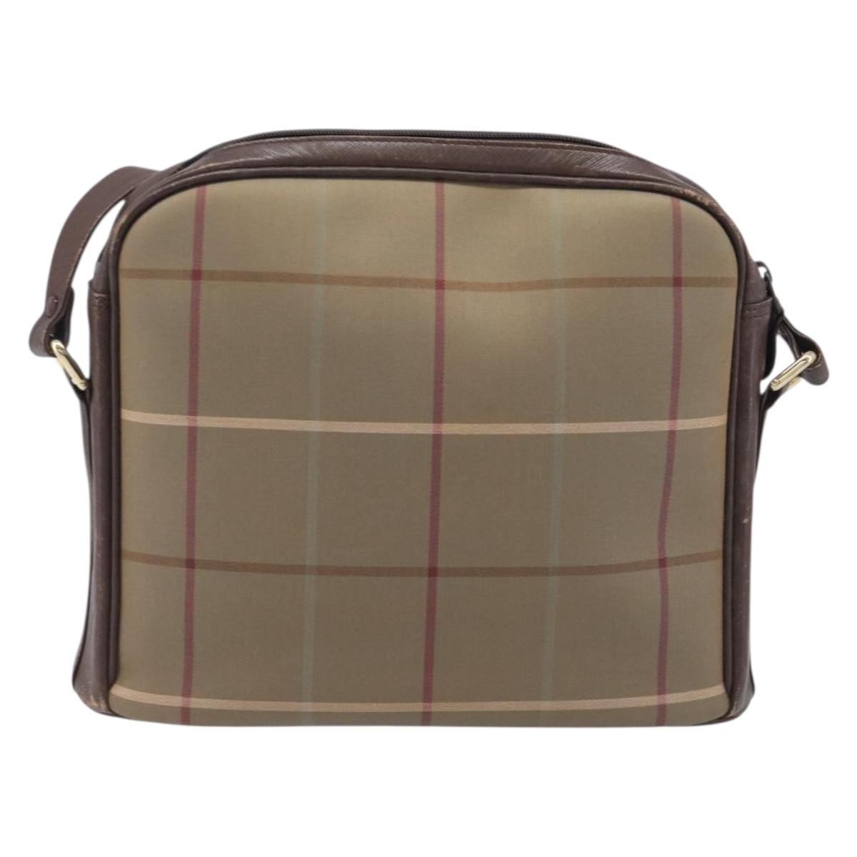 Burberrys Nova Check Shoulder Bag Canvas Beige Gold Auth 213396
