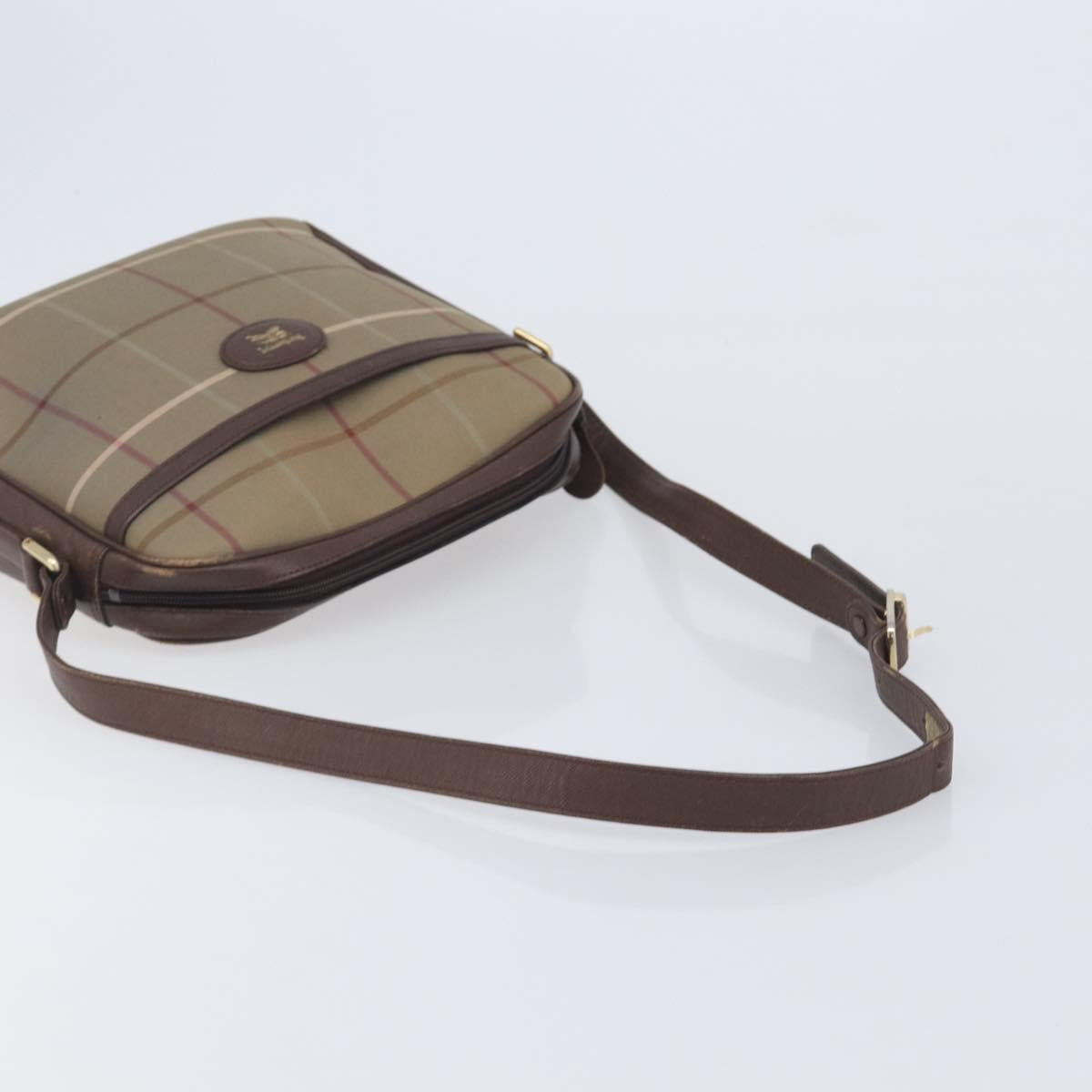 Burberrys Nova Check Shoulder Bag Canvas Beige Gold Auth 213396