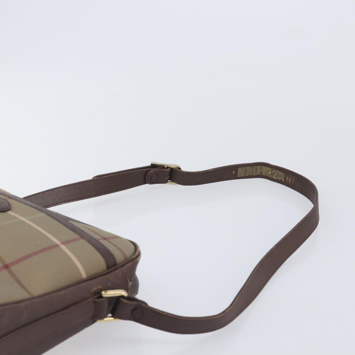 Burberrys Nova Check Shoulder Bag Canvas Beige Gold Auth 213396