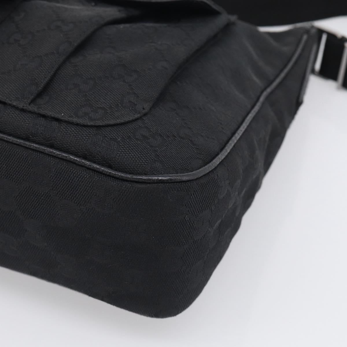 GUCCI GG Canvas Shoulder Bag Black Silver Auth 213397A