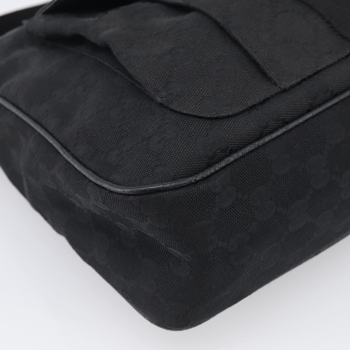 GUCCI GG Canvas Shoulder Bag Black Silver Auth 213397A