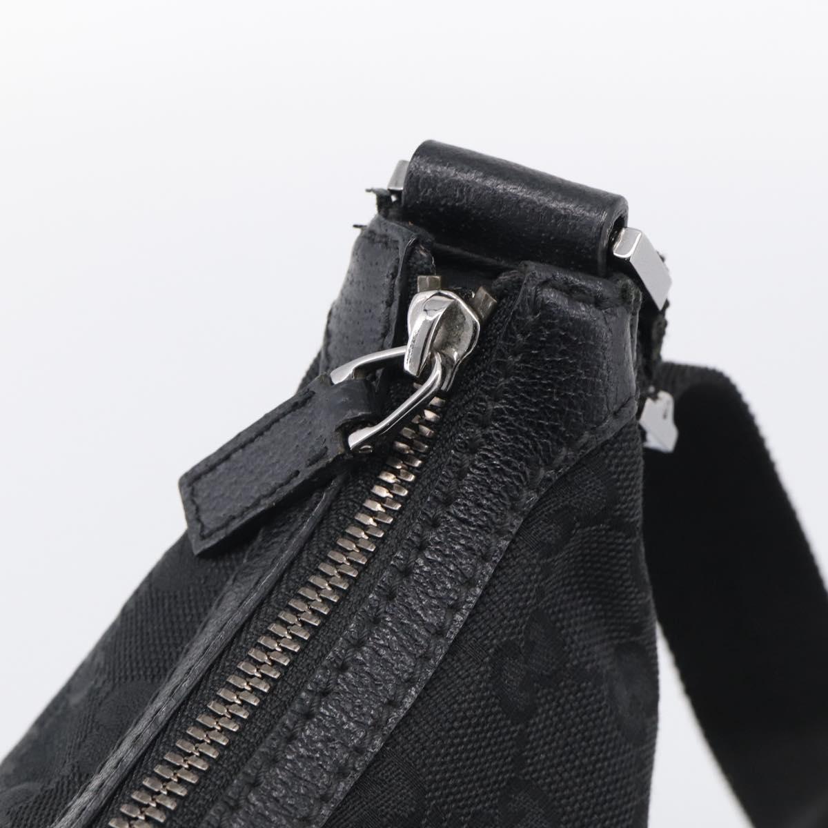GUCCI GG Canvas Shoulder Bag Black Silver Auth 213397A
