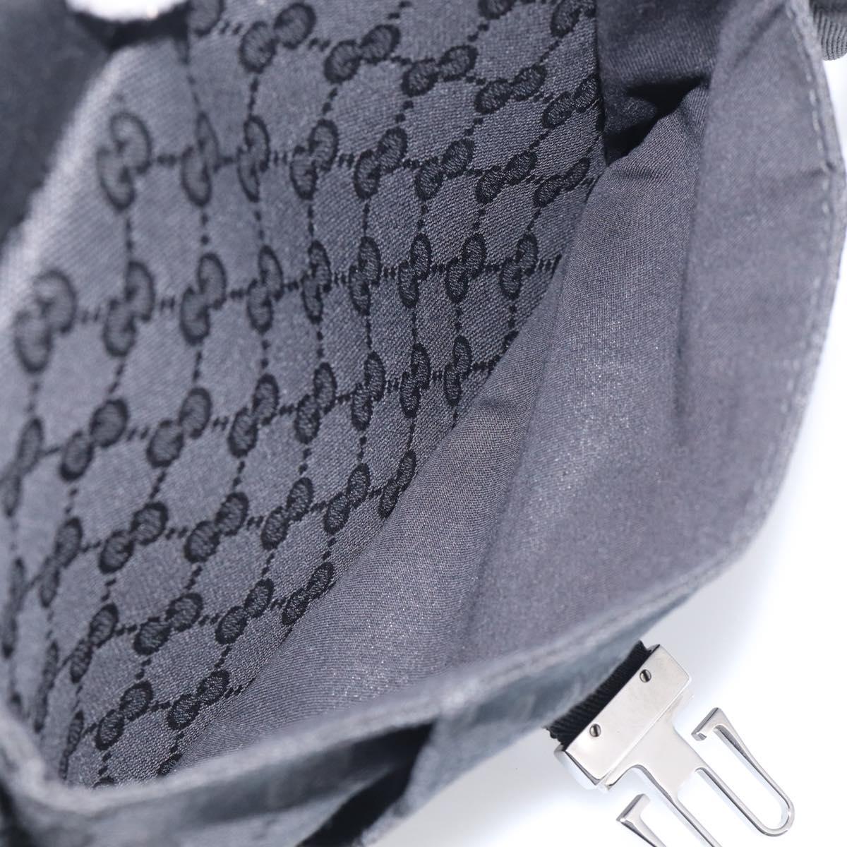 GUCCI GG Canvas Shoulder Bag Black Silver Auth 213397A