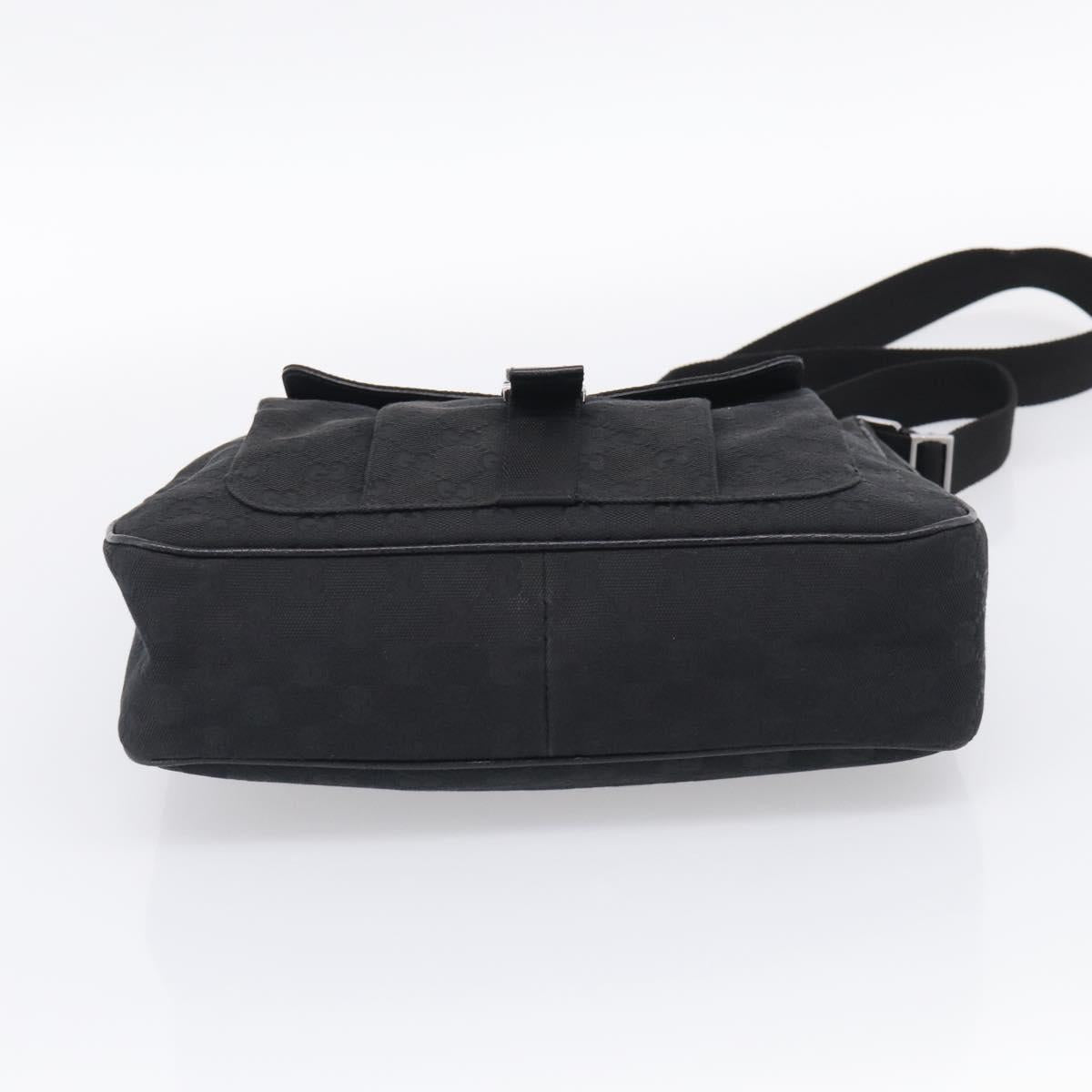 GUCCI GG Canvas Shoulder Bag Black Silver Auth 213397A
