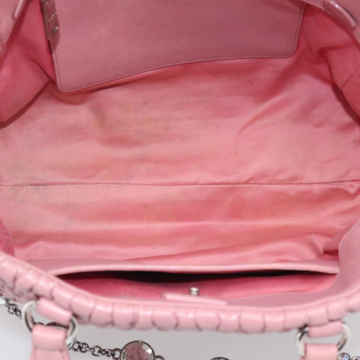 Miu Miu Matelasse Shoulder Bag Leather Pink Silver Auth 213404