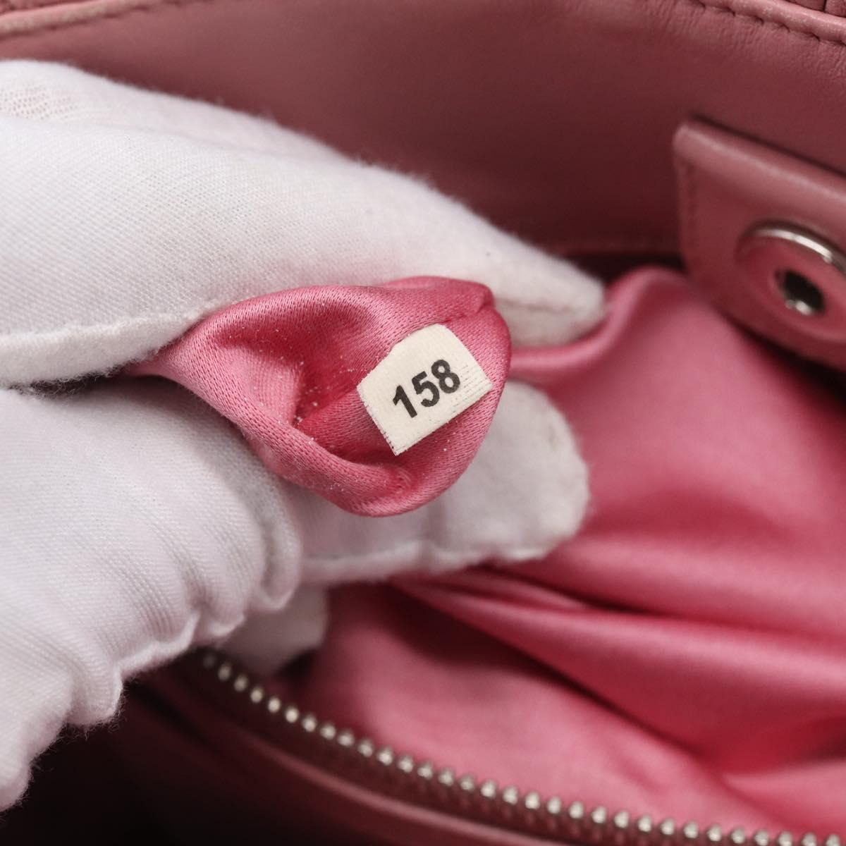 Miu Miu Matelasse Shoulder Bag Leather Pink Silver Auth 213404