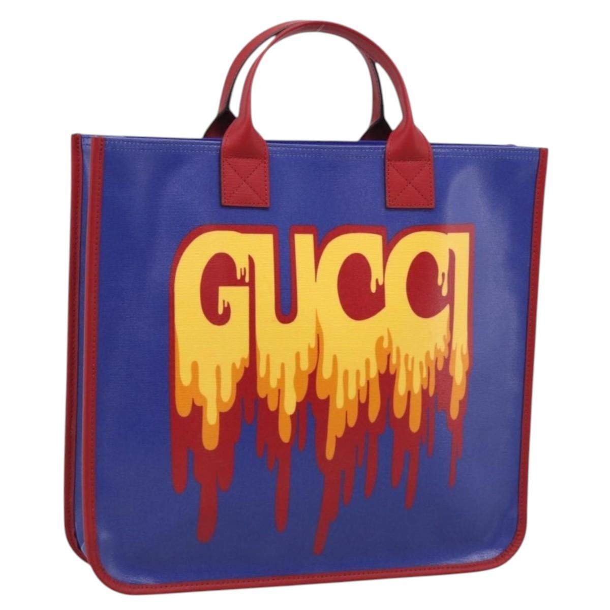 GUCCI Hand Bag PVC Blue Red 550763 Auth 213408M