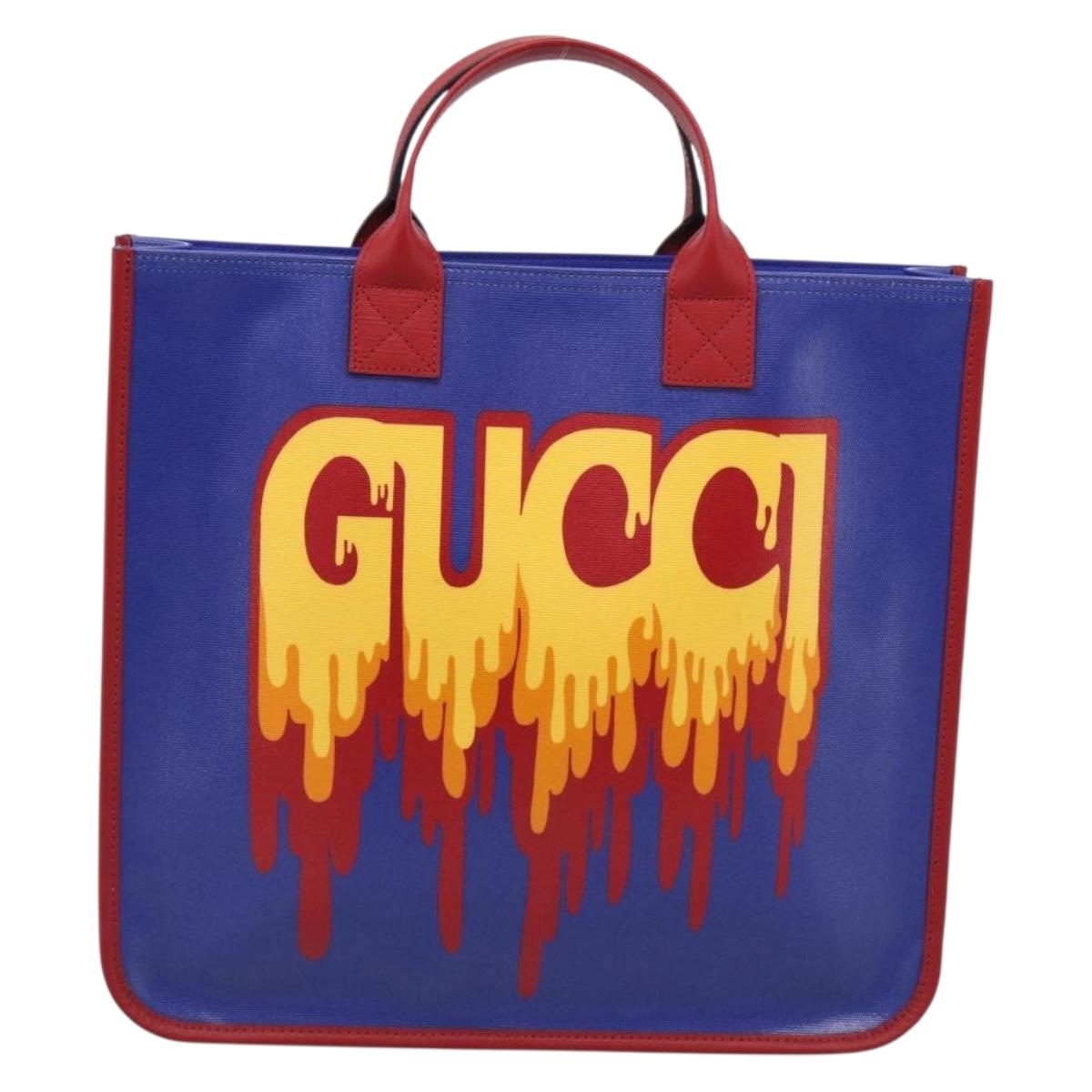 GUCCI Hand Bag PVC Blue Red 550763 Auth 213408M