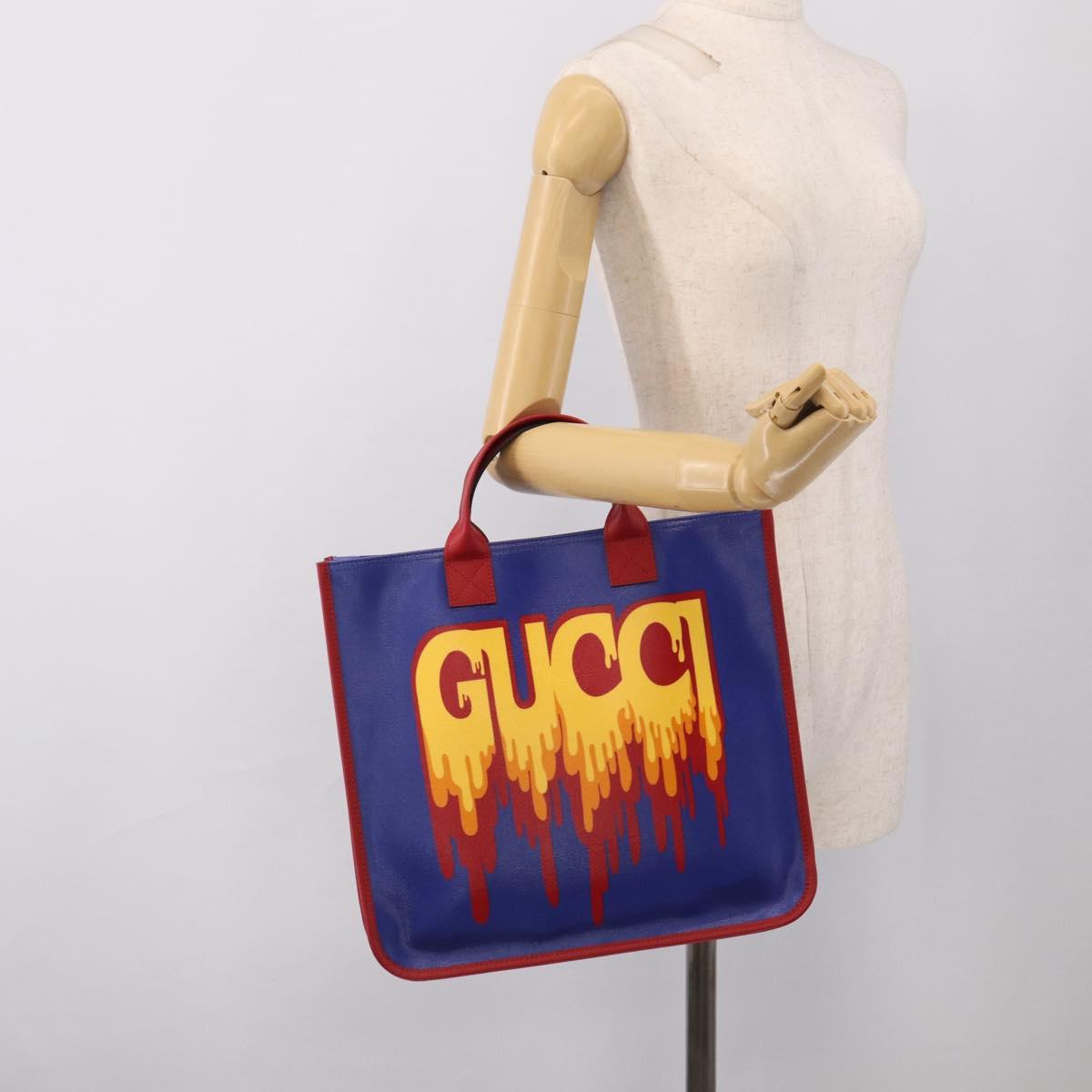 GUCCI Hand Bag PVC Blue Red 550763 Auth 213408M