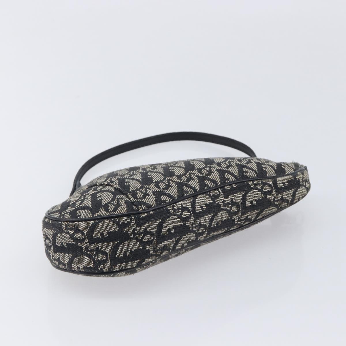 Christian Dior Trotter Canvas saddle Accessory Pouch Navy Silver Auth 213411
