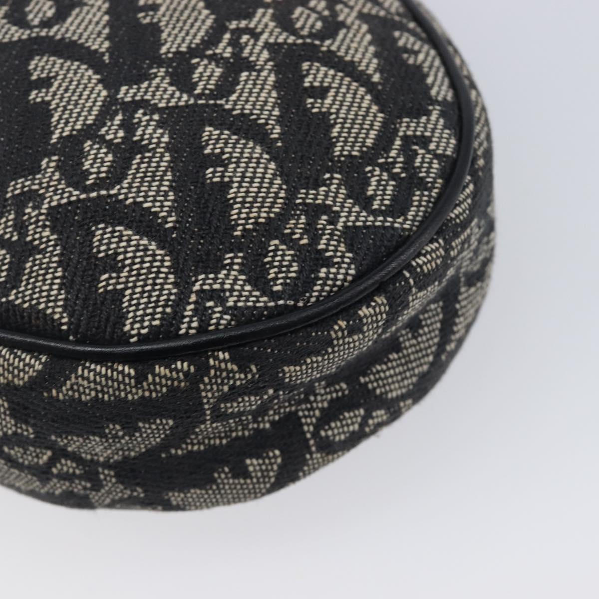 Christian Dior Trotter Canvas saddle Accessory Pouch Navy Silver Auth 213411