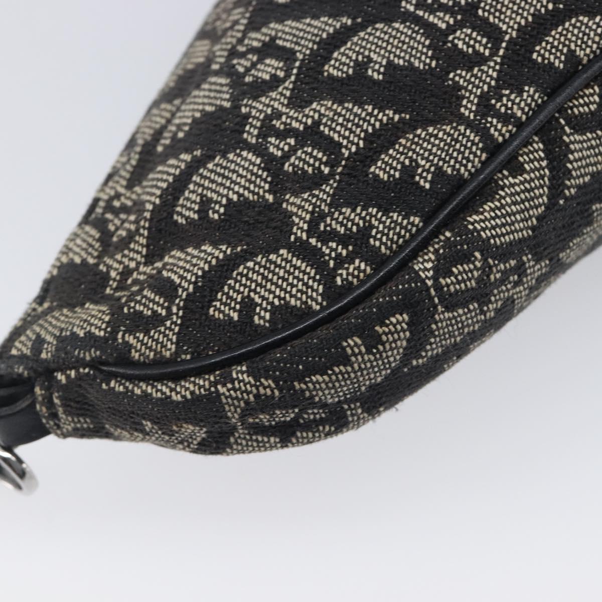 Christian Dior Trotter Canvas saddle Accessory Pouch Navy Silver Auth 213411