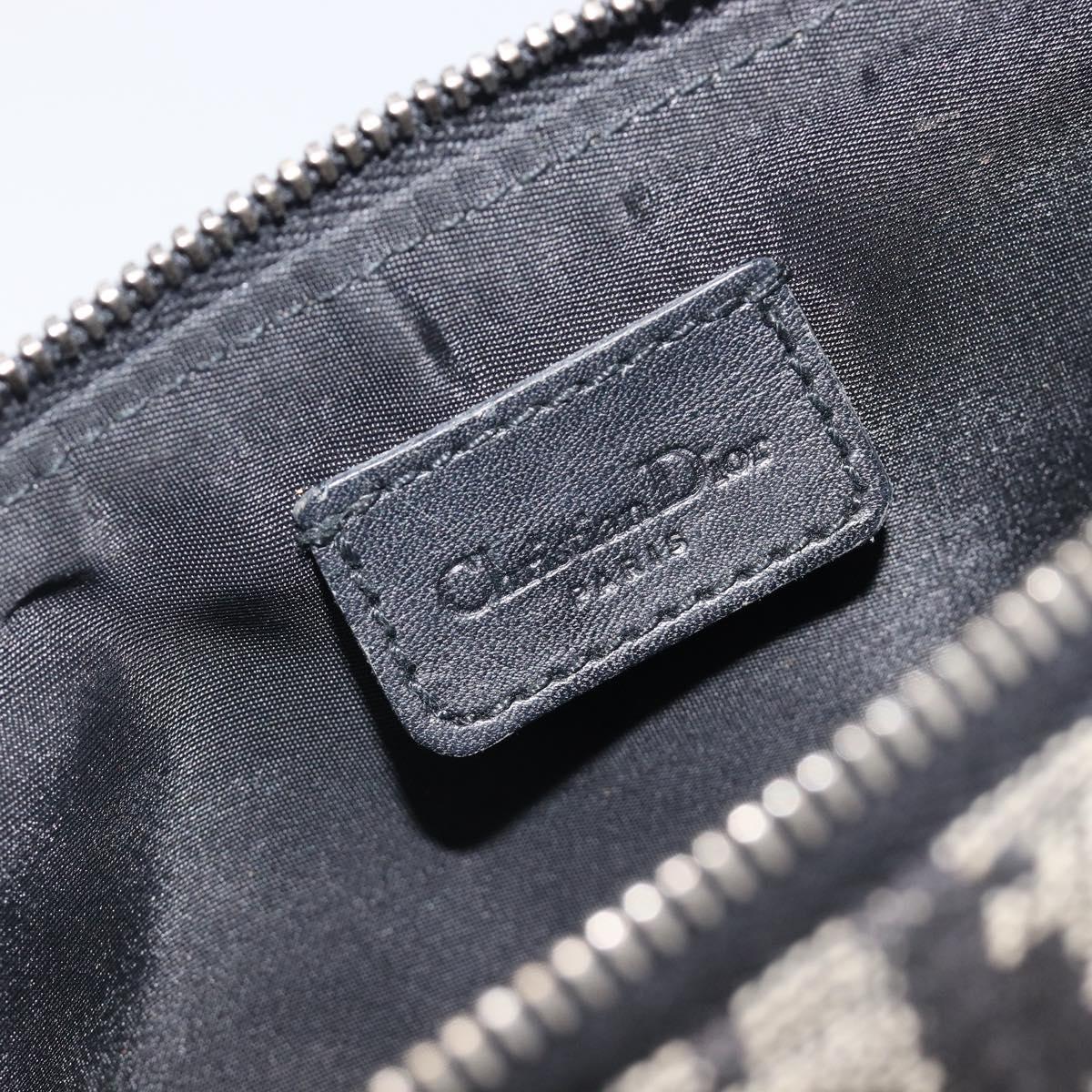 Christian Dior Trotter Canvas saddle Accessory Pouch Navy Silver Auth 213411