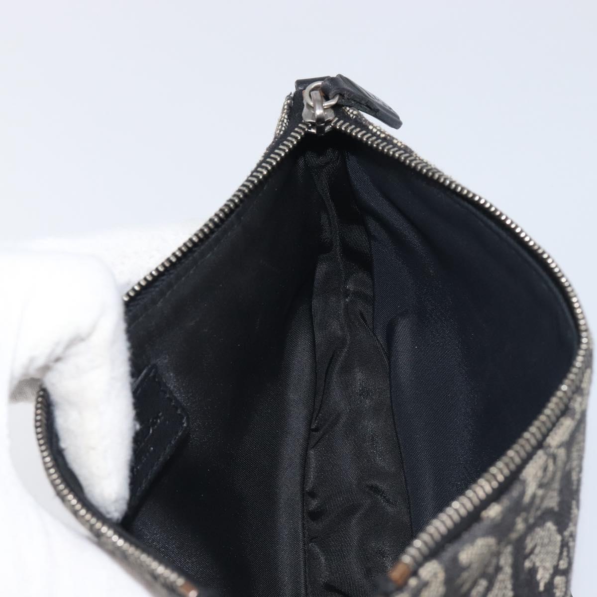 Christian Dior Trotter Canvas saddle Accessory Pouch Navy Silver Auth 213411