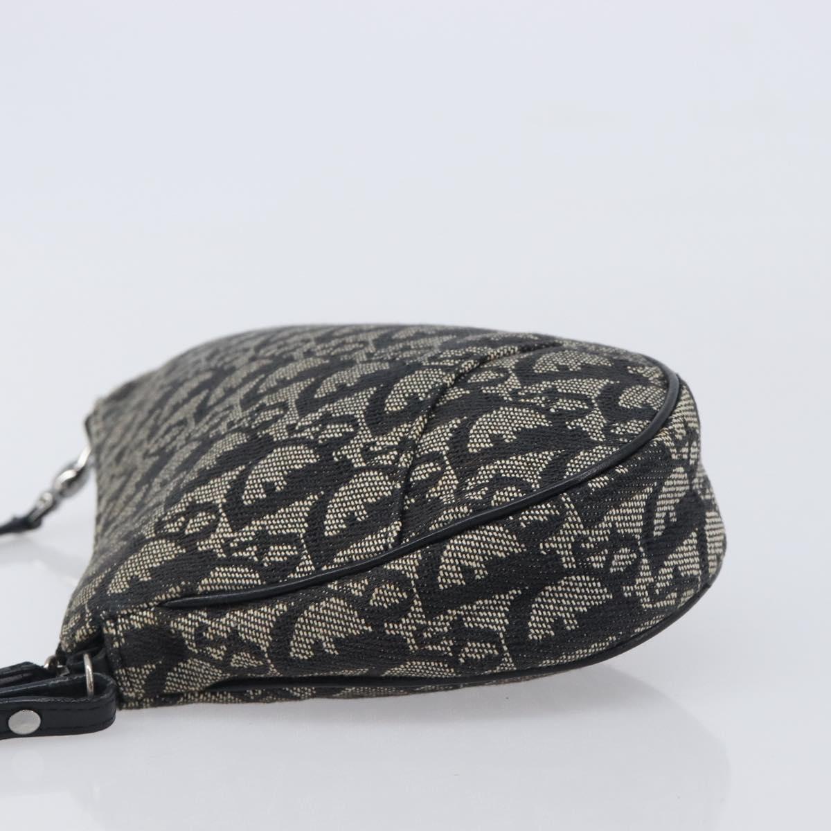 Christian Dior Trotter Canvas saddle Accessory Pouch Navy Silver Auth 213411