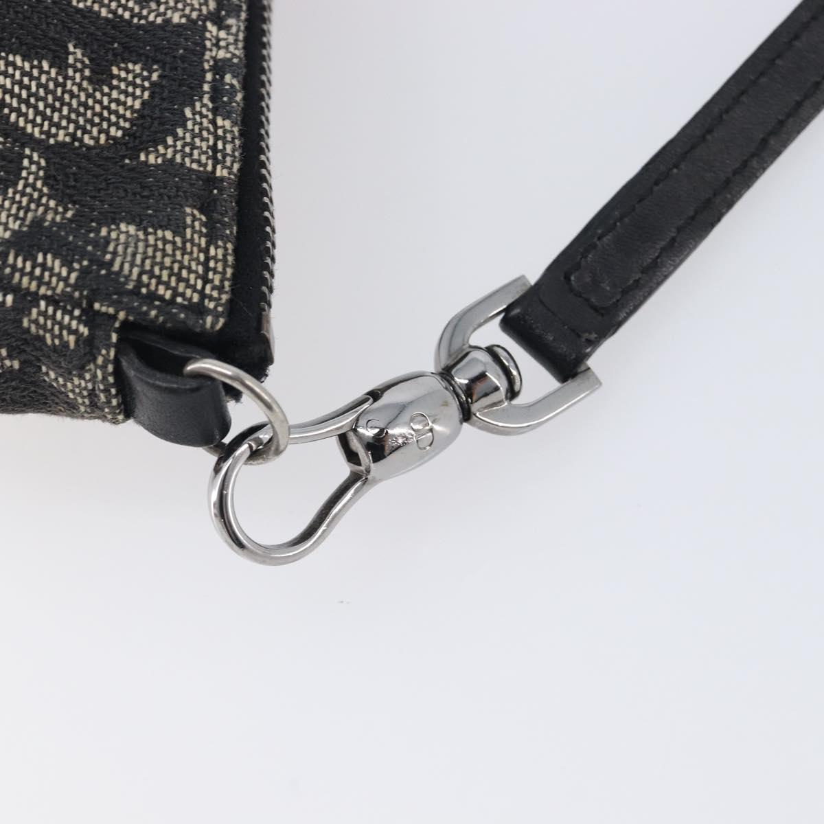 Christian Dior Trotter Canvas saddle Accessory Pouch Navy Silver Auth 213411