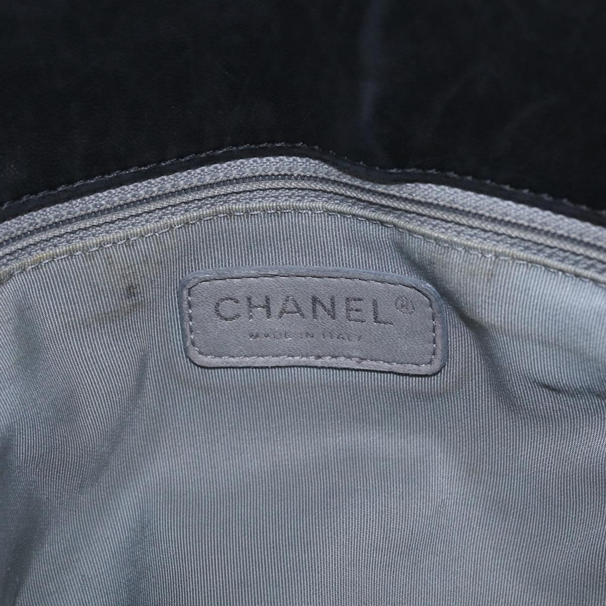 CHANEL Chain Shoulder Bag Patent leather Black Silver CC Auth 213419A