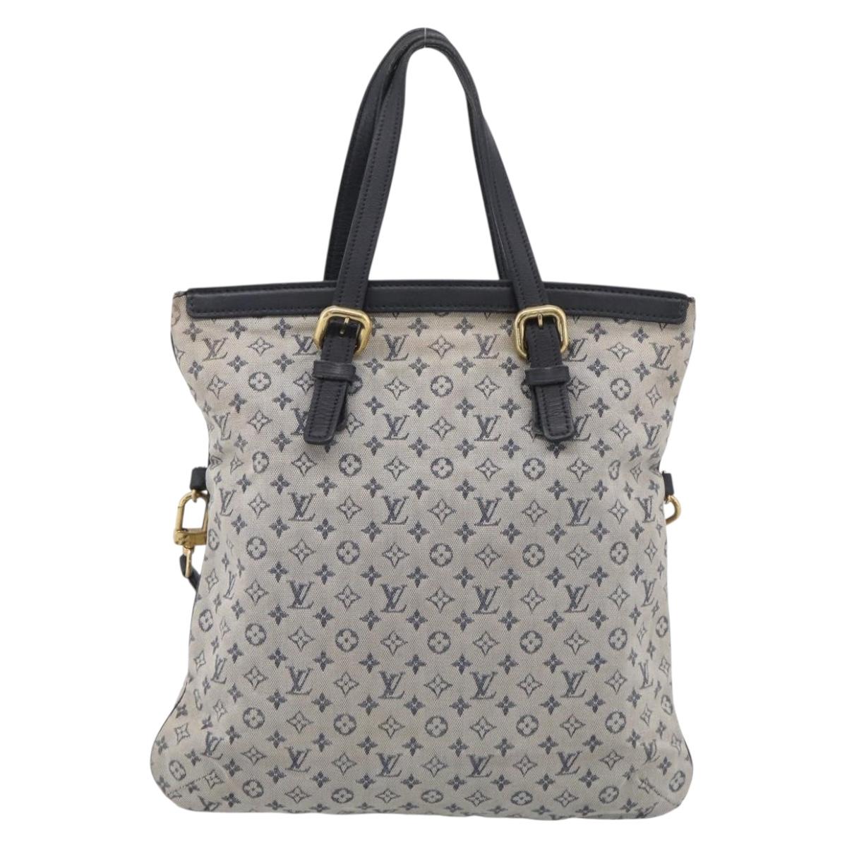 LOUIS VUITTON Monogram Mini Francoise Tote Bag 2way Blue M92208 LV Auth 213421