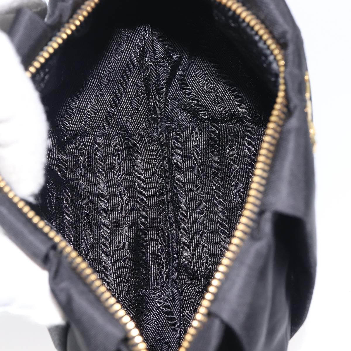 PRADA Pouch Nylon Black Gold Auth 213426A