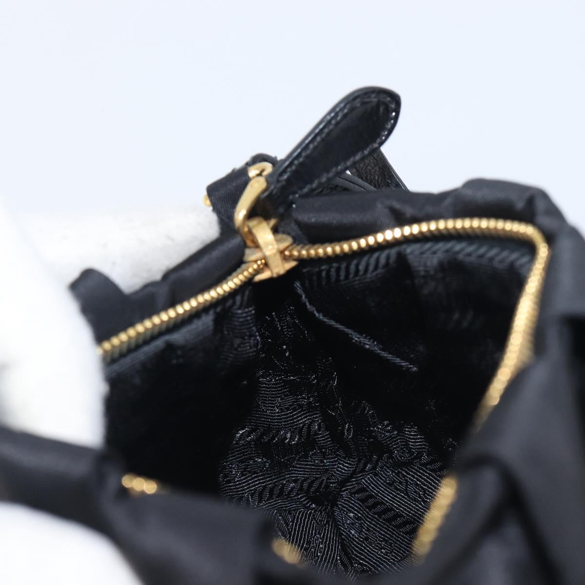 PRADA Pouch Nylon Black Gold Auth 213426A