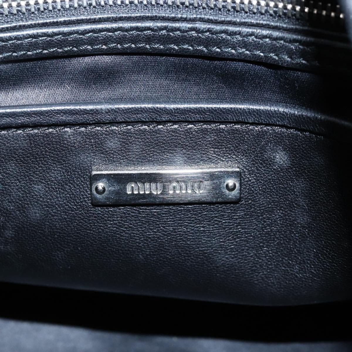 Miu Miu Matelasse Chain Shoulder Bag Leather 2way Black Silver Auth 213427M