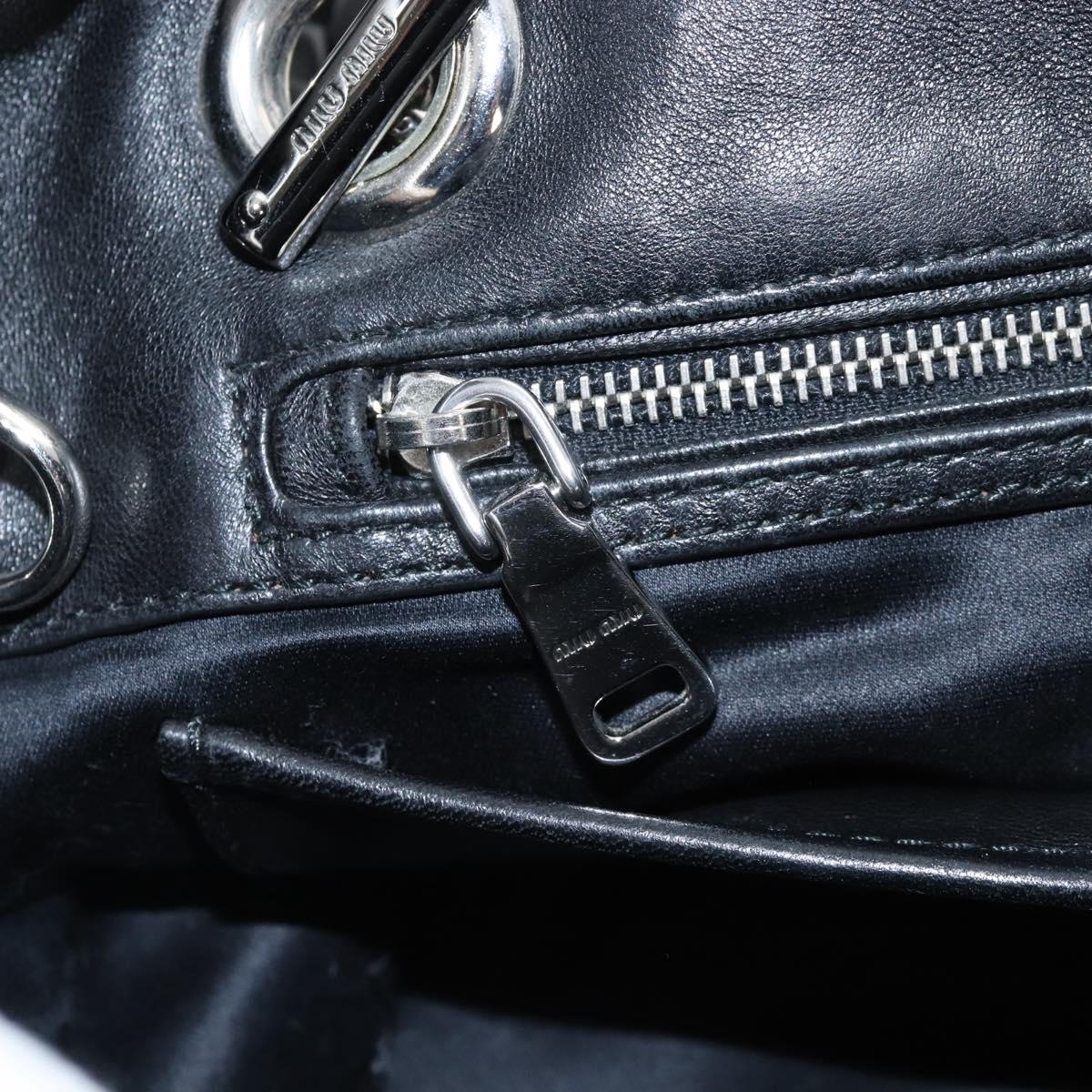 Miu Miu Matelasse Chain Shoulder Bag Leather 2way Black Silver Auth 213427M