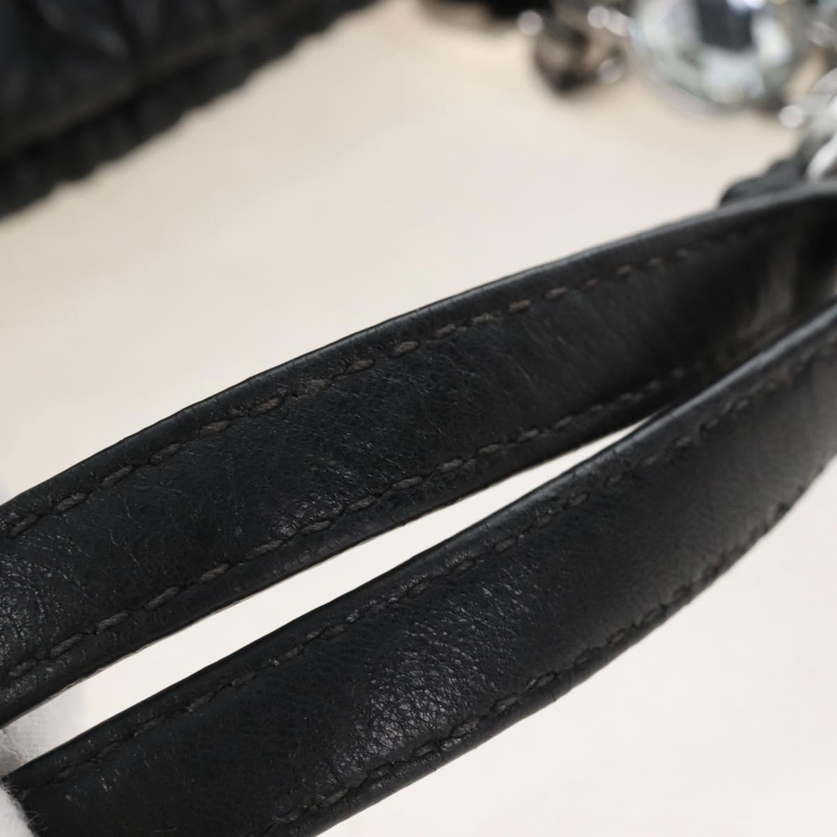 Miu Miu Matelasse Chain Shoulder Bag Leather 2way Black Silver Auth 213427M