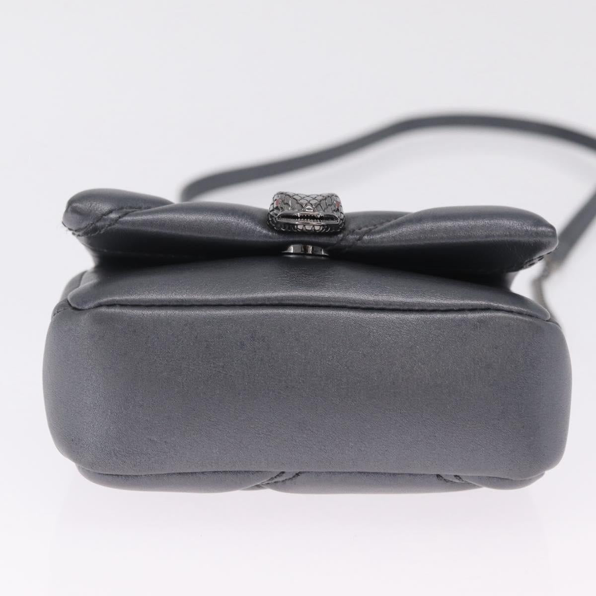 BVLGARI Serpenti Chain Shoulder Bag Leather Gray Silver Auth 213428V