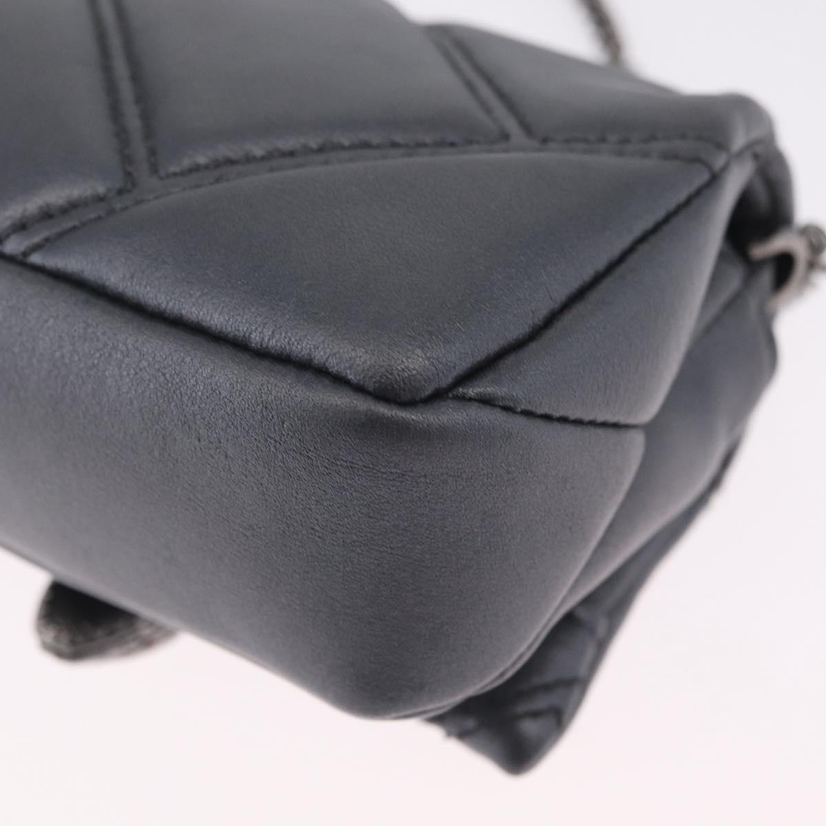 BVLGARI Serpenti Chain Shoulder Bag Leather Gray Silver Auth 213428V