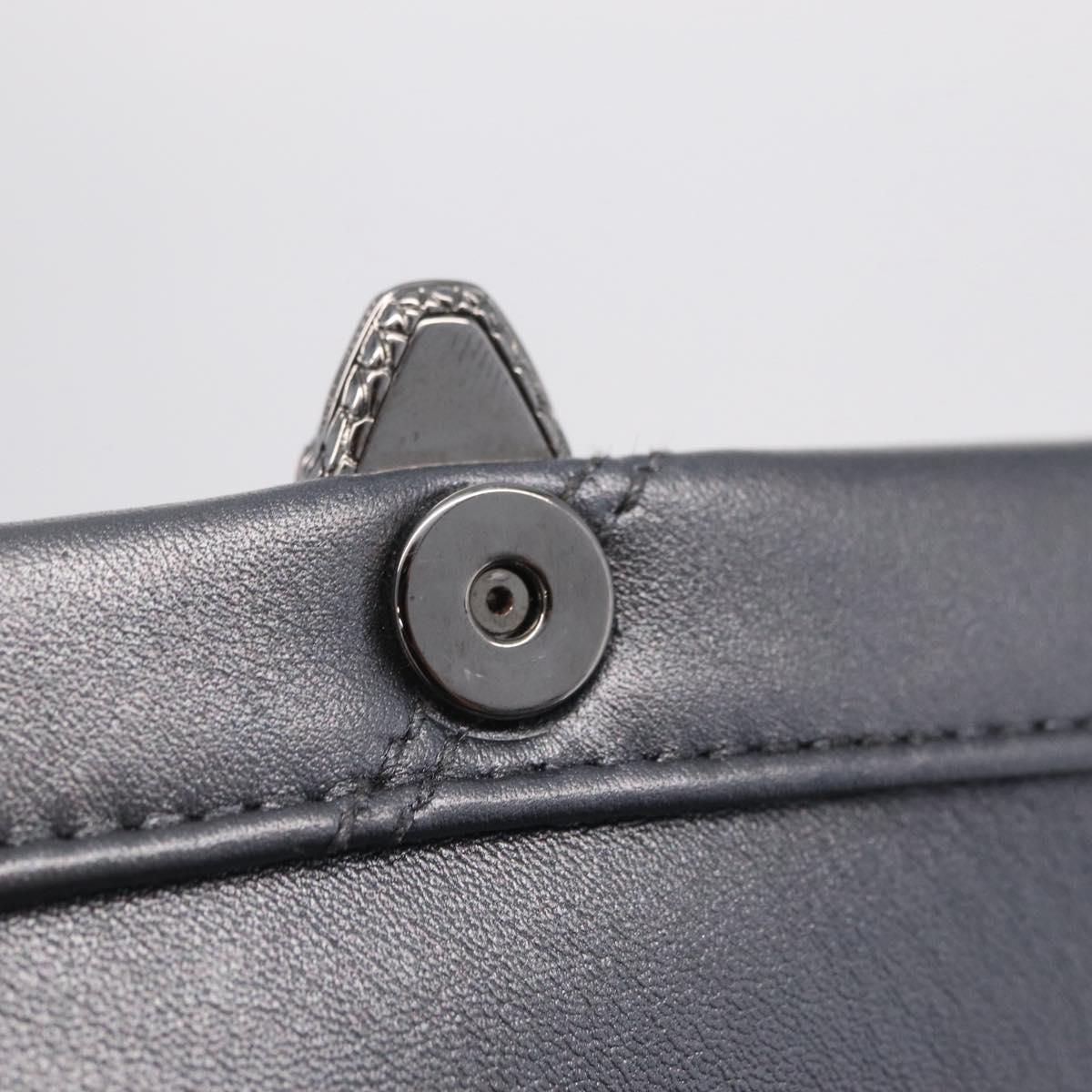 BVLGARI Serpenti Chain Shoulder Bag Leather Gray Silver Auth 213428V
