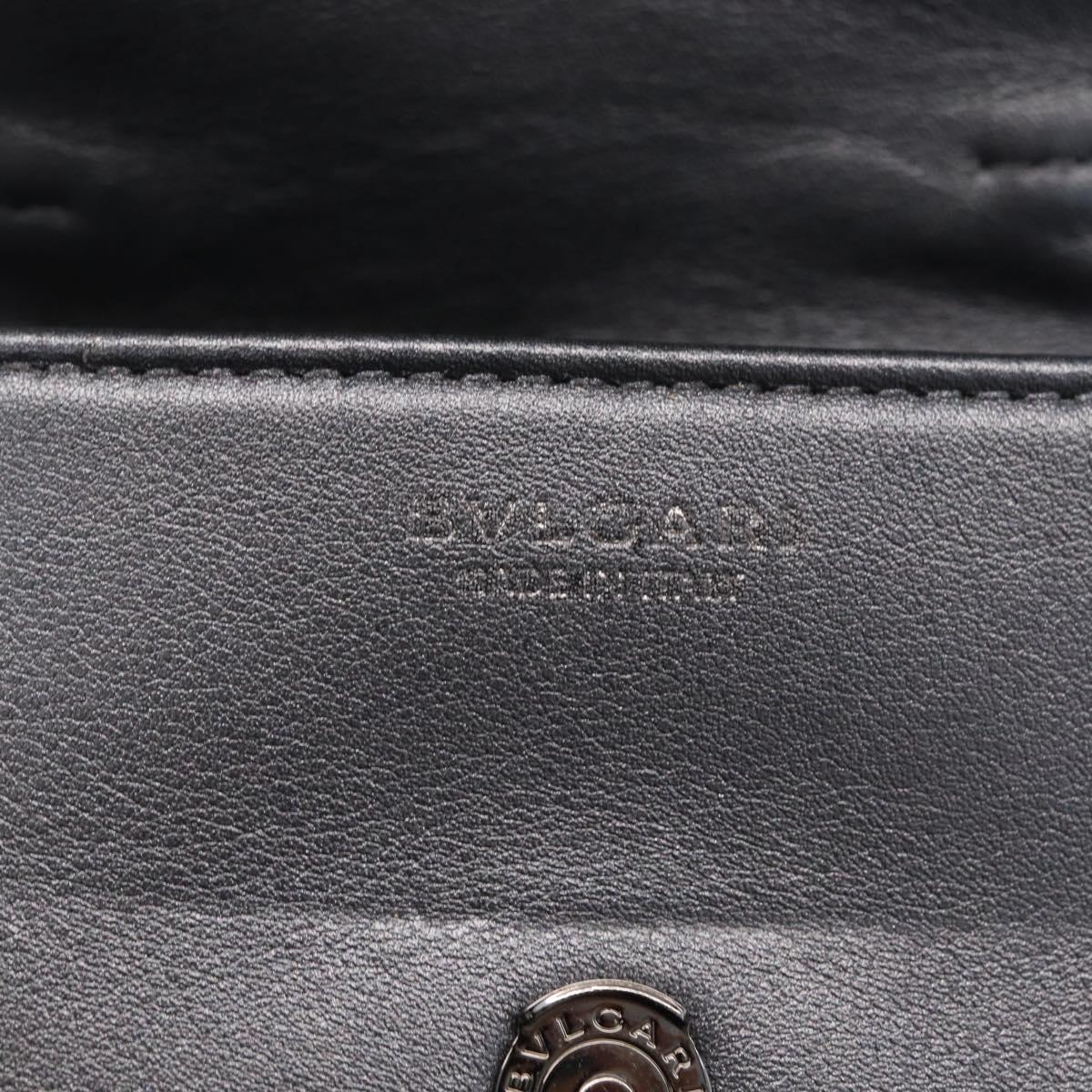 BVLGARI Serpenti Chain Shoulder Bag Leather Gray Silver Auth 213428V
