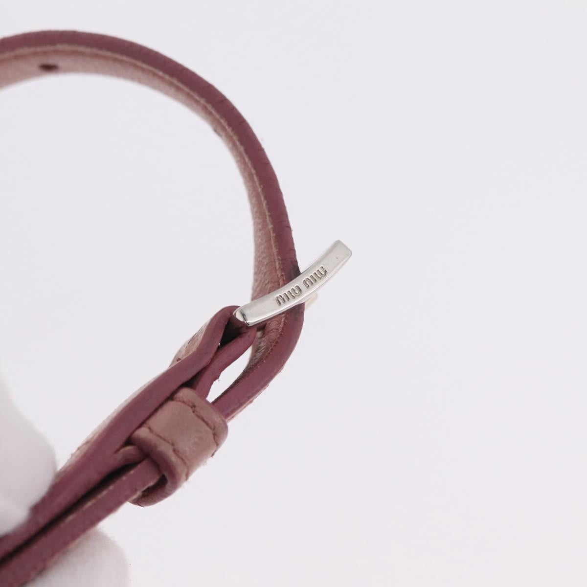 Miu Miu Matelasse Chain Shoulder Bag Leather Pink Silver Auth 213431